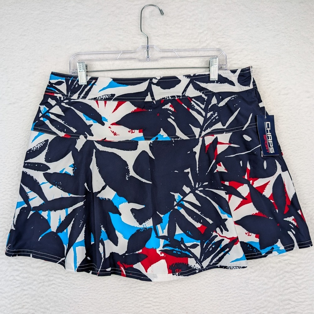 NWT Chaps Sport Skort Women's Size 14 Tropical Leaf Red White Blue Golf Tennis